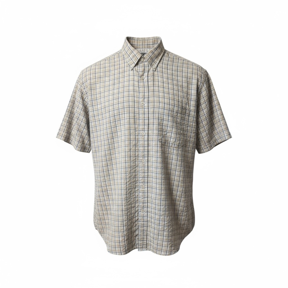 Arnold Palmer Vintage Plaid Textured Men’s Short Sleeve Button Up Small Casual